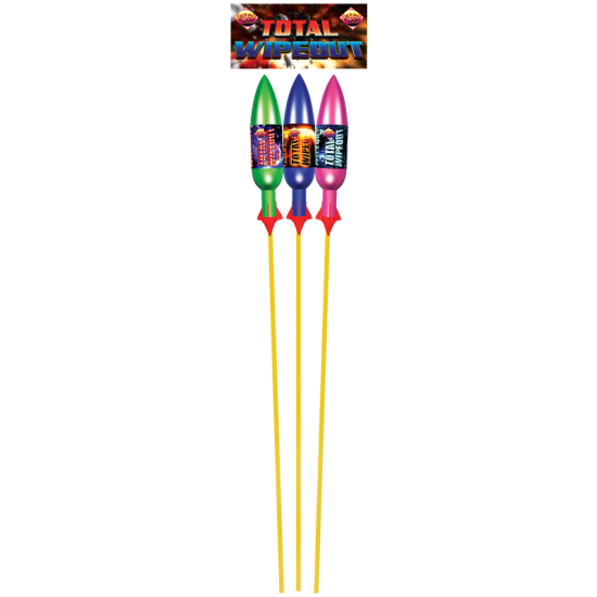 Total Wipeout Large 1.3g Pack of 3 Rockets 