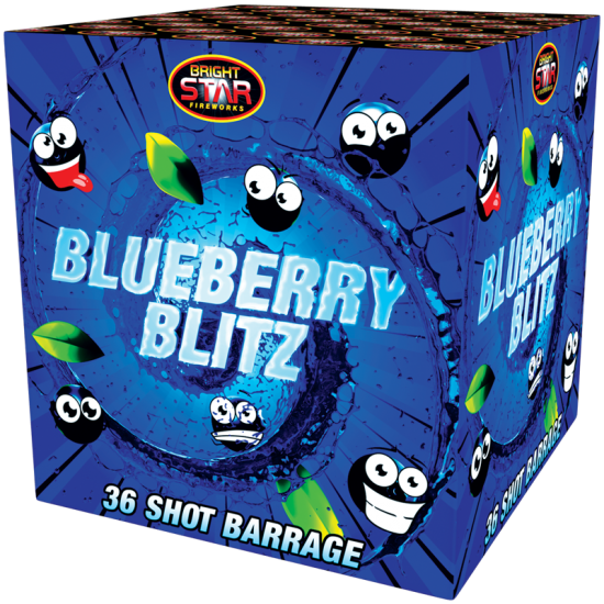 Blueberry Blitz Barrage 36 Shot All Blue Football Colour Firework Blueberry Blitz Barrage 36 Shot All Blue Football Colour Firework